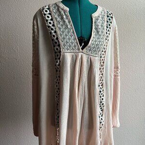 Lovposh Pink Embroidered Top 100% Rayon Size M